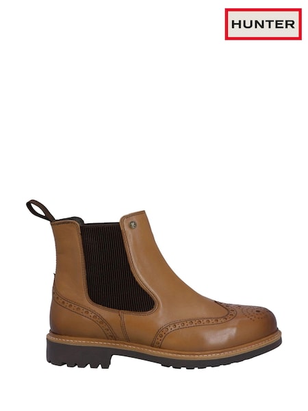 Hunter Cawdor Brogues Dealer Leather Chelsea Boots (AT3939) | £125