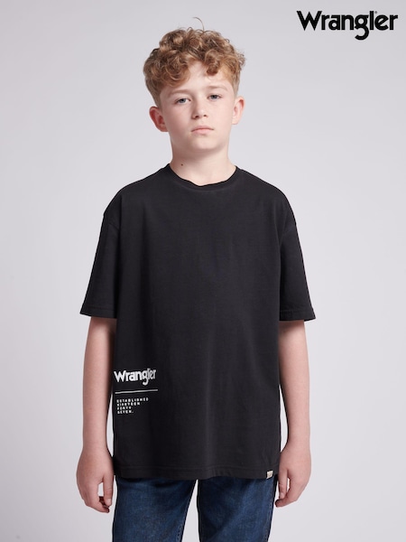 Wrangler Black Boys Photographic 100% Cotton T-Shirt (AT4155) | £20 - £24