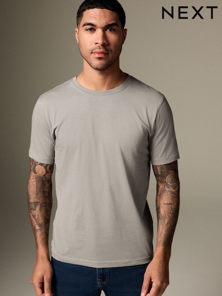 Neutral Stone Slim Fit Essential Crew Neck Cotton T-Shirt (AT4156) | £8
