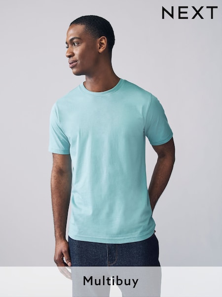 Turquoise Blue Slim Fit Essential Crew Neck Cotton T-Shirt (AT4159) | £8