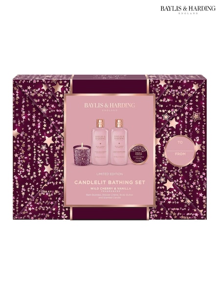 Baylis & Harding Wild Cherry & Vanilla Candlelit Bathing Gift Set