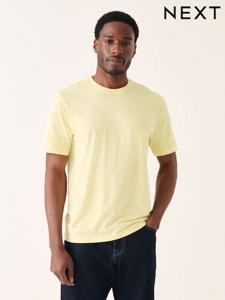 Yellow Regular Fit Essential Crew Neck Cotton T-Shirt (AT4201) | £8