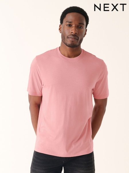 Pink Light Regular Fit Essential Crew Neck Cotton T-Shirt (AT4426) | £8
