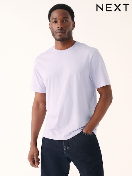 Purple Light Regular Fit Essential Crew Neck Cotton T-Shirt (AT4427) | £8