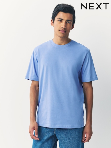 Blue Light Regular Fit Essential Crew Neck Cotton T-Shirt (AT4429) | £8