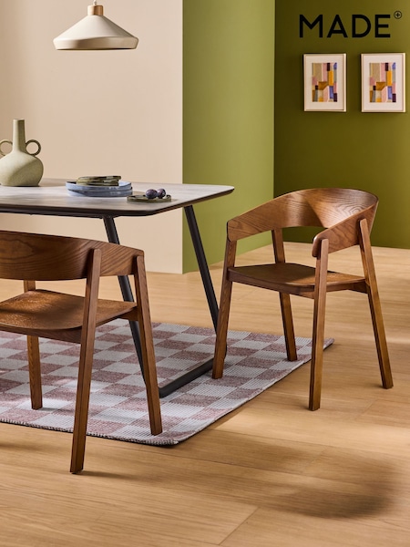 MADE.COM Set of 2 Dark Stained Wood Aster Dining Chairs (AT4432) | £379