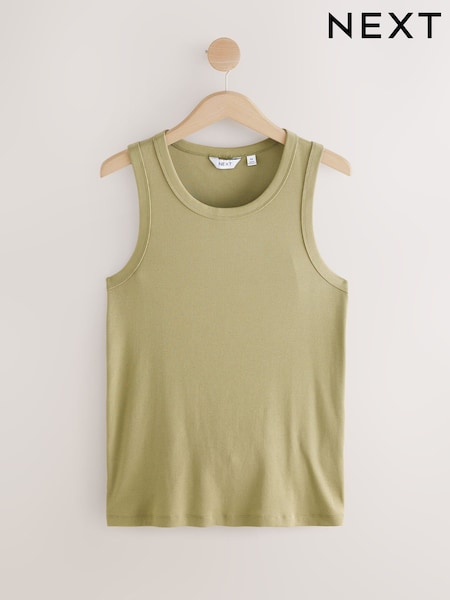Khaki Green Slim Fit Ribbed Vest (AT4446) | £10
