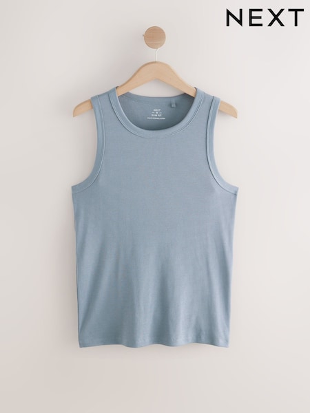 Blue Slim Fit Ribbed Vest (AT4448) | £10