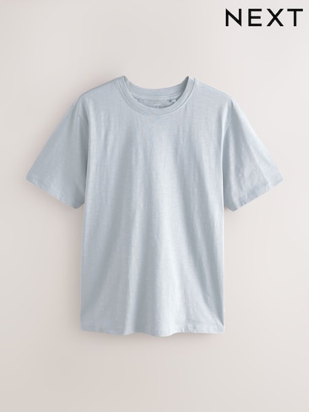 Blue 100% Cotton Short Sleeve Slub T-Shirt (AT4504) | £12