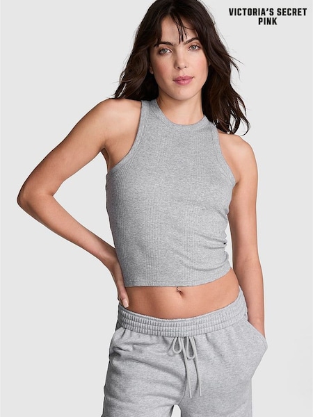 Victoria's Secret PINK Grey Heather Rib Tank Top (AT4558) | £19