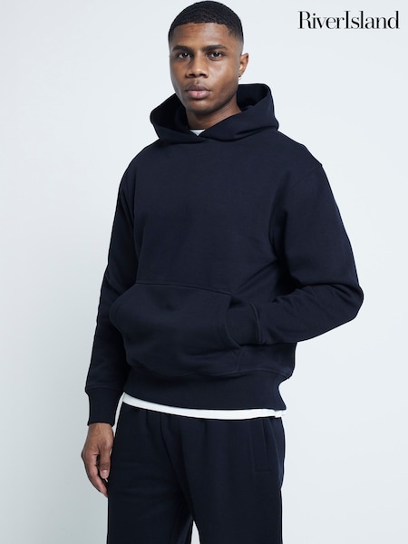 River Island Black Long Sleeve Essential Hoodie (AT4609) | £32