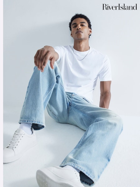 River Island Blue Straight Fit Stretch Jeans (AT4611) | £40