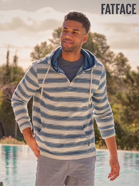 FatFace Trescowe Blue Stripe Half Zip Sweat (AT4669) | £60