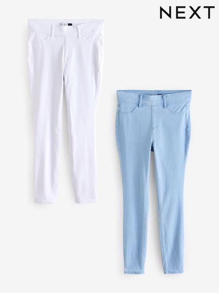 Blue/White Full Length Jersey Denim Leggings 2 Pack (AT5293) | £42