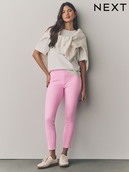 Pink Cropped Denim Jersey Leggings (AT5296) | £20