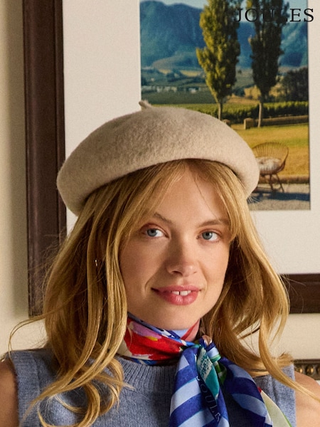 Joules Amelie Cream Adjustable Wool Beret (AT5378) | £25