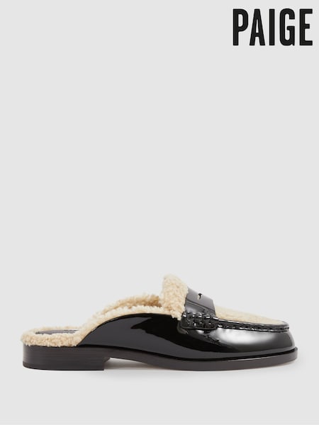 Black - Paige Leather And Shearling Loafer Mules