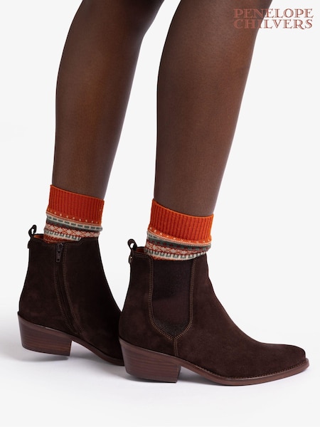 Penelope Chilvers Rove Suede Chelsea Chocolate Boots (AT5516) | £259