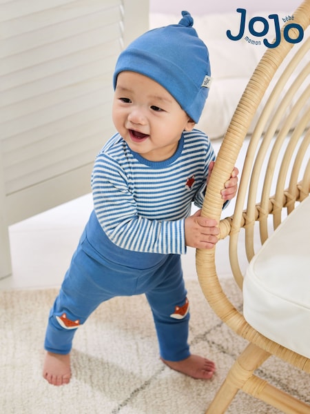 JoJo Maman Bébé Denim Cotton 3-Piece Body 100% Cotton Trousers and Hat Set (AT5532) | £29.50