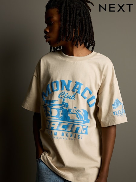 Stone Monaco Racing Relaxed Fit Short Sleeve Graphic Print T-Shirt (3-16yrs) (AT5579) | £5 - £8