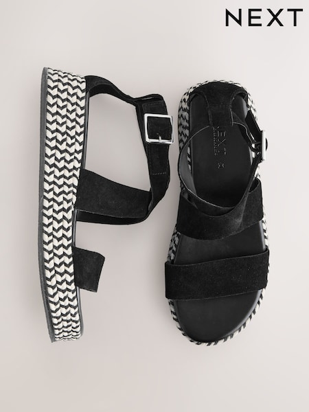 Black Suede Standard/Wide Fit Forever Comfort® Chunky Flatform Sandals (AT5665) | £49