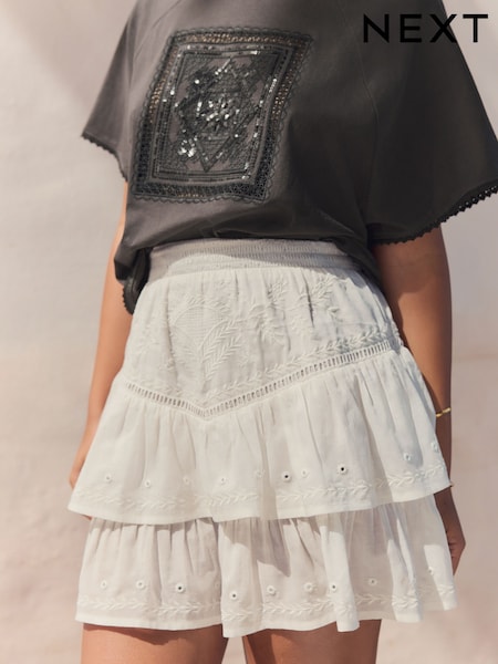 Cream Rara Style 100% Cotton Mini Skirt (AT5795) | £38