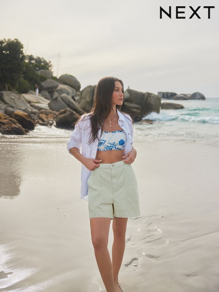 Sage Green Utility Lightweight 100% Cotton Denim Shorts (AT5882) | £26