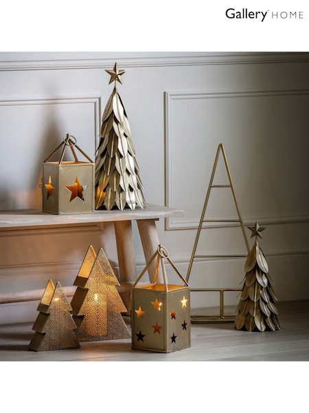 Gallery Home Large Antique Gold Starry Lantern 150x150x370mm (AT5897) | £25