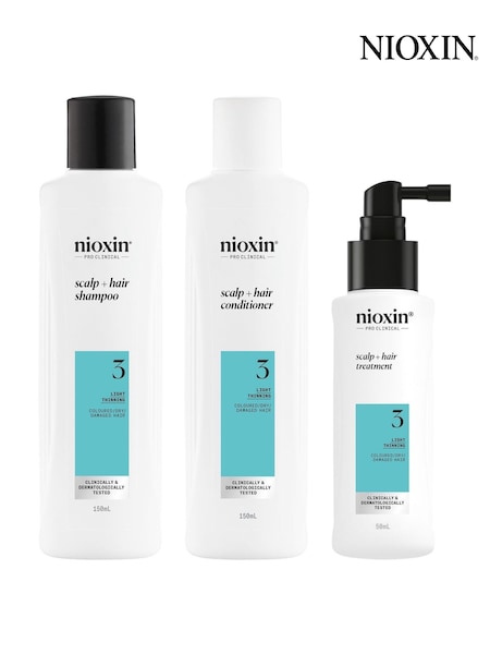Nioxin Scalp + Hair Thickening System 3 for Coloured, Dry and Damaged Hair with Light Thinning Trial Kit (AT5992) | £43