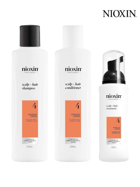 Nioxin Scalp + Hair Thickening System 4 for Coloured, Dry and Damaged Hair with Progressed Thinning Trial Kit (AT5993) | £43
