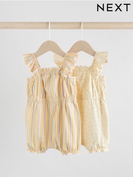 Stripe and Spot Printed 100% Cotton Baby Rompers 2 Pack (AT6044) | £13 - £17