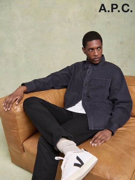 A.P.C. Blue Basile Embroidered Overshirt (AT6060) | £265