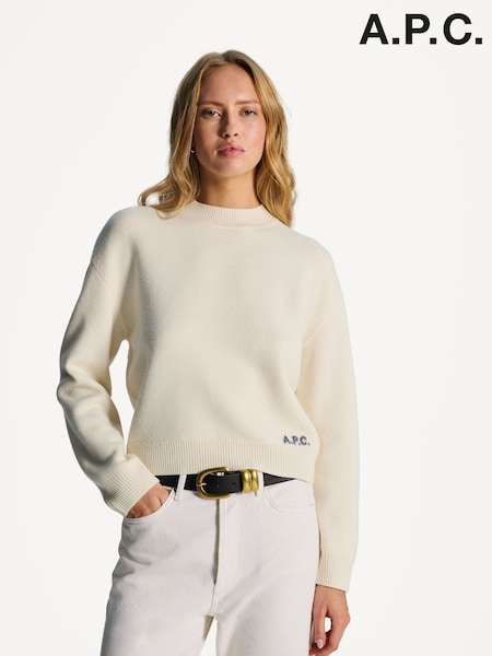 A.P.C. White Esther Merino Wool Jumper (AT6097) | £275