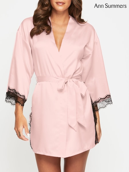 Ann Summers Pink Satin Cherryann Robe Dressing Gown (AT6132) | £35
