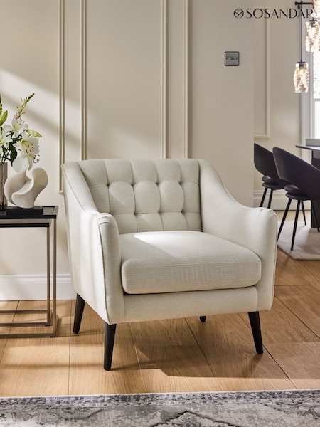 Sosandar Ivory Textured Chenille Amalfi Accent Chair (AT6145) | £449