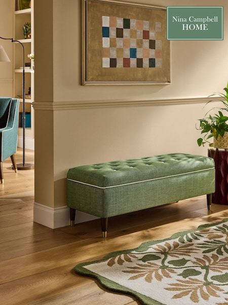 Nina Campbell Carmel Green Walton Storage Ottoman Bench (AT6157) | £299