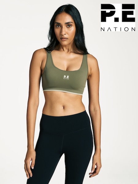 P.E Nation Khaki/Green Restore Seamless Scoop Bra (AT6178) | £35