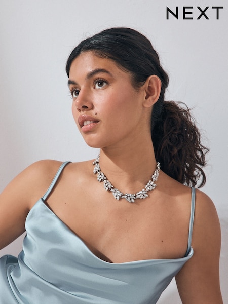 Silver Tone Sparkle Collar Necklace (AT6275) | £20