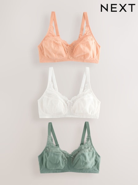 Green/Orange/Cream Total Support Full Cup Lace Ultimate Comfort Bras 3 Pack (AT6292) | £46