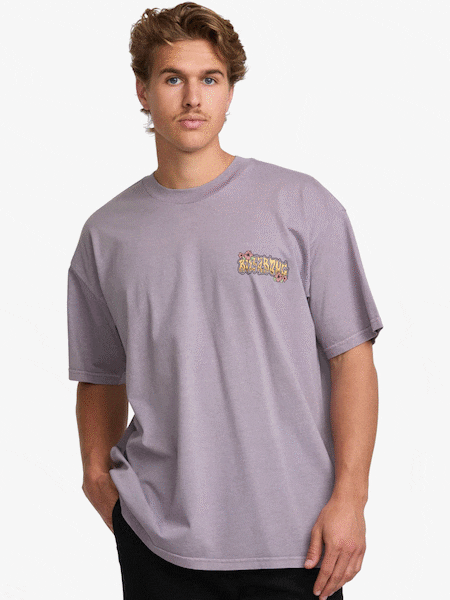 Billabong Tide OG Purple 100% Cotton Graphic Back Print Logo T-Shirt (AT6327) | £32