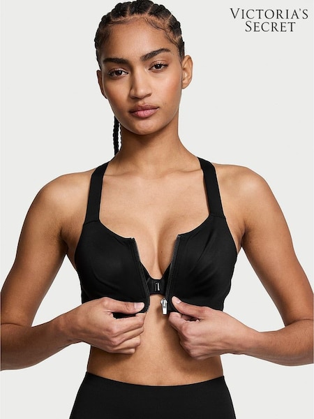 Victoria's Secret Black Front Close High Support Sports Bra (AT6328) | £55