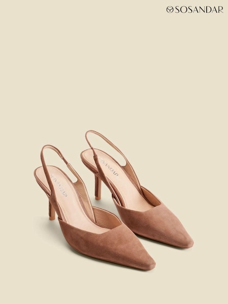 Sosandar Natural Suede Slingback Heels (AT6486) | £85