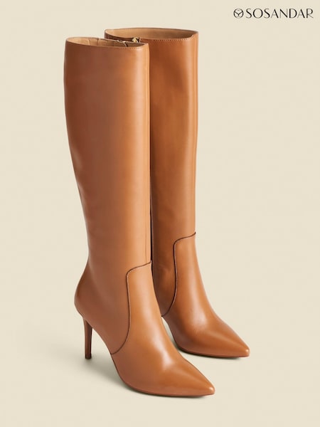 Sosandar Natural Leather Stiletto Knee High Boots (AT6511) | £165
