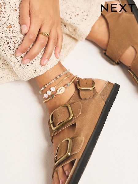 Gold Tone Bead and Shell Anklet Pack (AT6725) | £18