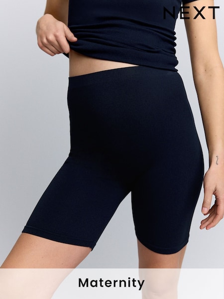 Navy Blue Maternity Seamless Ribbed Shorts (AT6733) | £18