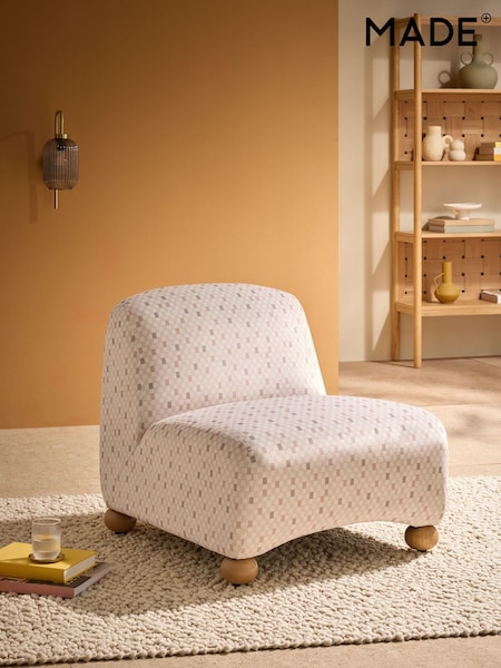 MADE.COM Nude Checked Velvet Elwen Accent Chair (AT6765) | £299
