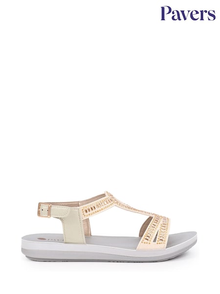 Pavers Gold Adjustable Embellished Sandals (AT6811) | £23