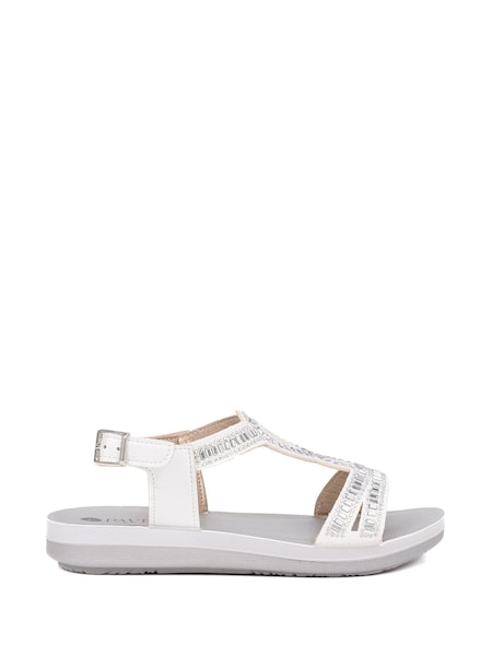Pavers White Adjustable Embellished Sandals (AT6812) | £28