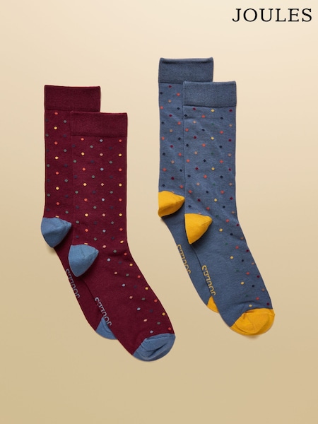 Joules Kingsbury Red / Blue 2 Pack Socks (AT6850) | £9.95