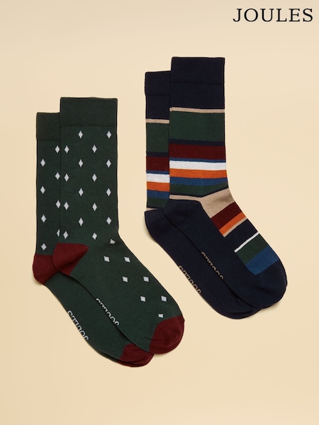 Joules Kingsbury Multi 2 Pack Socks (AT6855) | £9.95